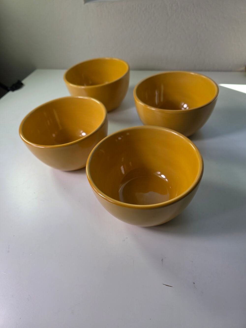 HD DESIGNS Gold Yellow Deep Stoneware 6" Cereal Soup Bowls Set of 4